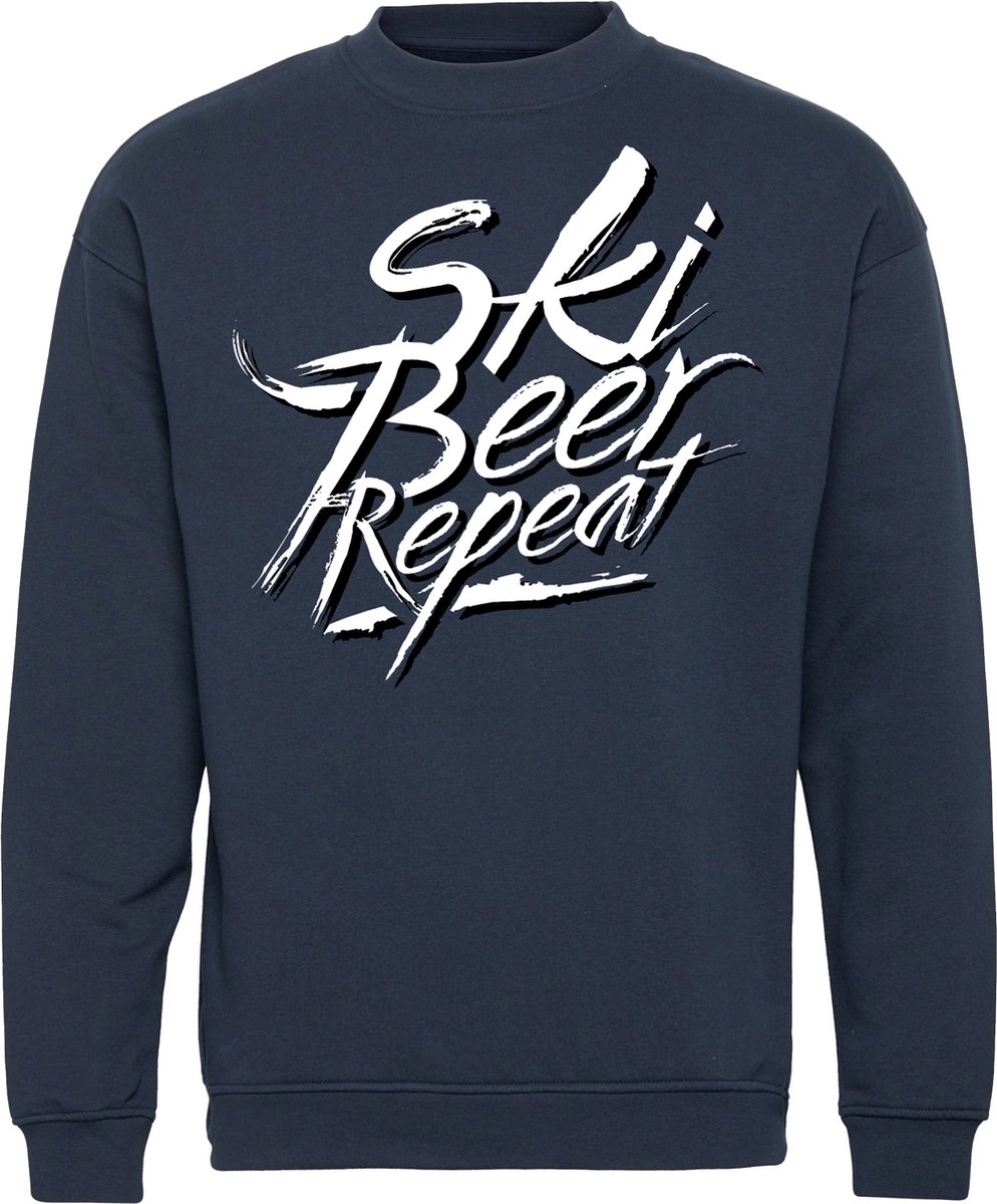 Sweater Ski Beer Repeat | Apres Ski Verkleedkleren | Ski Pully Heren | Foute Party Ski Trui | Navy | maat XXL